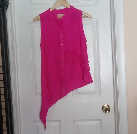 Nicole Miller Pink Button Up Sleeveless Blouse Size M - Picture 4 of 13